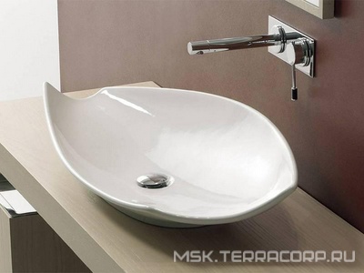 Раковина накладная на столешницу, 90х38хh14см, без отв.д/смесителя, без перелива,  ZZ Scarabeo Kong 8053