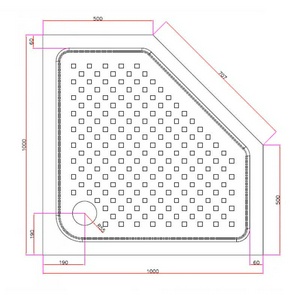 Поддон душевой 1000х1000хh150мм, пятиугольный, отв. слива 90мм, (сифон крышка цв.хром, мет каркас, ножки в компл.), акрил цв.белый, Cezares ZZ Cezares Универсал TRAY-A-P-100-15-W