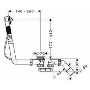 Гарнитура слива-перелива, с эмалированной крышками отверстий слива и перелива, цвет черный, для моделей CENTRO DUO KL Kaldewei Универсал 4040 (6876 7001 0701)