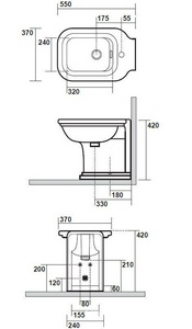 Биде 37х55см, с 1 отв.д/смес., без крепл. к полу арт.7603 хх, (накладка отверстия перелива цв.хром),  ZZ Kerasan Waldorf 4121K1