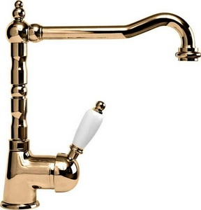 Смеситель для кухни, (цв.бронза, ручка цв.белый),  ZZ Cezares Elite ELITE-LLM2-02-Bi