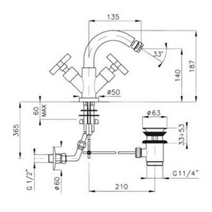 Смеситель для биде, с д/к, (цв.  IRON, ручки Mac Kinley 05), M. Croce / Mac Kinley ZZ Nicolazzi M. Croce/Mac Kinley 2237 FV 29