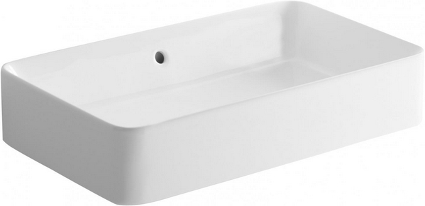 Раковина накладная на столешницу, прямоугольная, 60х35хh12см, без отв.д/смесителя, с переливом, Sanilife ZZ Sanindusa sanlife 136339004