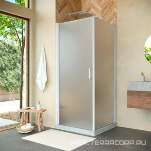 Душевое ограждение , 90x90x1900 мм, левое, профиль белый, стекло сатин, БЕЗ поддона ZZ Vegas Glass EP-Fis EP-Fis 0090 01 10 лев.