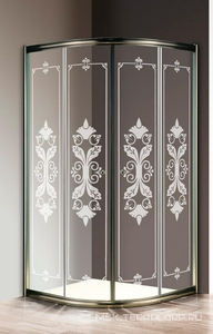 Душевой уголок 900х900хh1950мм, 1/4 круга, R550мм, две раздвижные двери (ст.прозр. с матов.рис. 6мм, фурнитура цв.бронза), Giubleo ZZ Cezares Giubileo GIUBILEO-R-2-90-SCORREVOLE-CP-Br