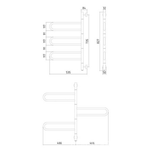 Полотенцесушитель "" 830x530 мм, электрический, поворотный, в комплекте 2 телескоп.кроншт. ZZ Сунержа Парео 00-0821-0830