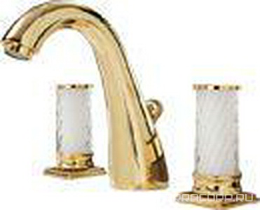 Смеситель для раковины на 3 отв., с д/к, (цв. золото, ручки муранское стекло ручной работы),  ZZ Oasis Fortuny 000RBFNOR