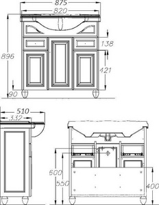Тумба напольная  80, 870*890*510 мм, цвет нагал, БЕЗ раковины 85 см (арт 7327206000)  ZZ Opadiris Тибет 00-00002851