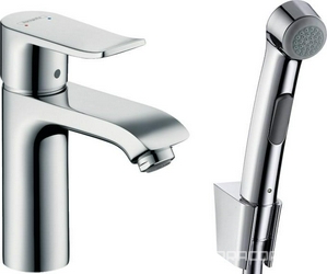 Смеситель Hansgrohe Metris 31285000 для раковины с гигиеническим душем| 4x20x15