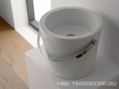 Раковина накладная на столешницу, круглая, 40,5х40,5хh35см, с п-держат., без отв.д/смесителя,   ZZ Scarabeo Bucket 8803