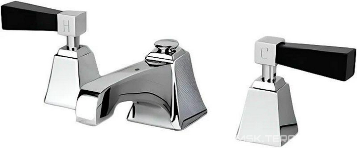 Смеситель для раковины, на 3 отв., с д/к, (цв.хром, чёрный хрусталь),  ZZ Devon & Devon Vip Time 2VPTIME200CRNE