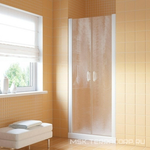 Душевая дверь 100*190 двустворчатая , распашные створки, профиль матовый хром, стекло шиншилла ZZ Vegas Glass Е2Р E2P Lux 00100 07 02