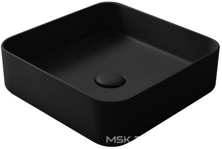 Раковина накладная на стол, квадратная 40х40хh12,5мм, без отв.д/смес, без перелива и пробки слива, (цв.Gloss Black),  ZZ Ceramica Cielo Shui Comfort SHCOLAQ40 (N) Gloss Black