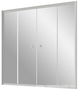 Шторка на ванну  NOVO, 160x140 см, раздвижная, профиль матовый хром, стекло сатин, БЕЗ ПОКРЫТИЯ ZZ Vegas Glass Z2V Z2V NOVO 160 07 10