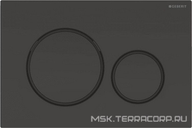 Клавиша двойного смыва, (панель и клавиши цв.черный, кольца цв. черный матовый), Sigma20 ZZ