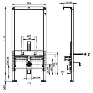 Монтажная рама для подвесного биде h112х52,5х13,5-20,5см, крепёж к стене в компл.,  ZZ Villeroy & Boch ViConnect 92214800