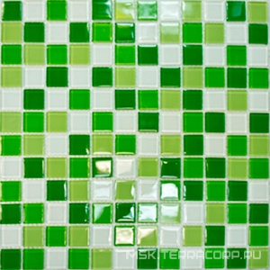 Мозаика Мастера Керамики Glass Мозаика CB606 бело-зеленый микс (чип 2.5x2.5) ZZ|30x30