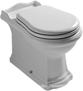Унитаз напольный 39х61хh43(47)см, пристенный, для монтажа со скрытым в стене бачком, выпуск в стену,(без сиденья и крепл к полу арт.7603 хх),  ZZ Kerasan Retro 101601