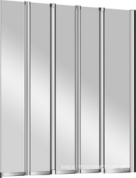 Штора на ванну, 5-ти секционная, складная, 1200хh1400мм, "Правая"/"Левая", (профиль цв.хром, стекло 5мм прозрачное), Pratico ZZ