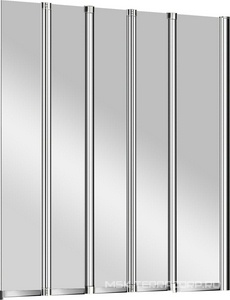 Штора на ванну, 5-ти секционная, складная, 1200хh1400мм, "Правая"/"Левая", (профиль цв.хром, стекло 5мм прозрачное),  ZZ Cezares Pratico PRATICO-V-5-120/140-C-Cr