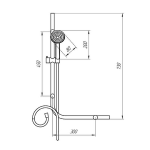 Душевой гарнитур, стойка h730мм, лейка д/д ручн., шланг, (цв.хром),  ZZ Paini Cesana CECR121