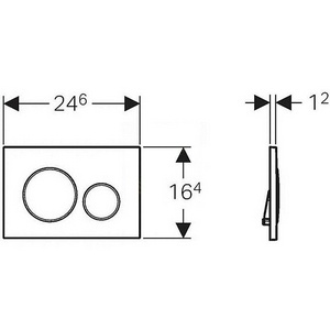 Клавиша двойного смыва, (нержавеющая сталь, кольца кнопок цв.хром),  ZZ Geberit Sigma 20 115.882.SN.1
