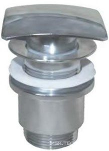 Пробка для сливного отверстия раковины, нажимная, "Click-Clack", G 1 1/4, (крышка цв. хром квадратная), WINKIEL/RAWIPLAST ZZ Winkel Rawiplast A129