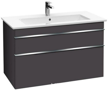 Тумба 953хh590х502мм, д/раковины 1000мм,(2 выдв.отдел., 1 пакет с акс, крепёж в комп.), (ручки цв..хром, фронт и корпус цв.PD чёрн.мат), ZZ Villeroy & Boch Venticello A92601PD