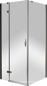 Душевой уголок 900х900хh1950мм, квадрат, "Правый" распаш. дверь слева, с неподв.стенкой (стекло прозр. 6мм, фурн/хром),  ZZ Cezares Bergamo BERGAMO-A-1-90-C-Cr-R