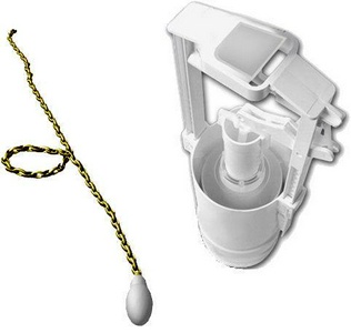 Механизм смыва с цепочкой смыва и пластиковой ручкой (цв.золото), для "Высокого" бачка унизаза, Kerasan ZZ Kerasan Универсал 7545 91