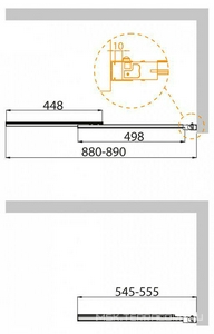 Штора на ванну, 2-х секц., раздвижная, (правая/левая), 900хh1500мм, (проф. хром, стекло 5мм рифленое Punto),  ZZ Cezares Slider SLIDER-VF-11-90/150-P-Cr