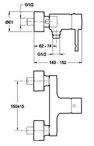 Смеситель настенный CUFF для душа, хром ZZ Jacob Delafon Cuff E45533-CP