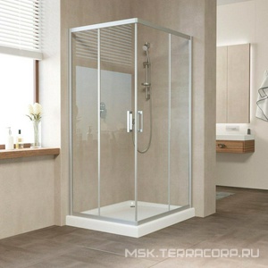 Душевое ограждение , 900x1200x1900 мм,  профиль матовый хром, стекло прозрачное с покрытием QuickNano, БЕЗ поддона ZZ Vegas Glass ZA-F ZA-F 90*120 07 01 QuickNano
