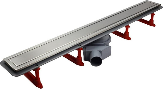 Дренажный канал 750хh71/117мм,готовый компл,сифон d50 выход вбок 48л/мин,ножки, 2х сторон.решётка/полая под плитку (цв.мат.хром), Confluo PL ZZ Pestan Confluo Premium Line 13100005