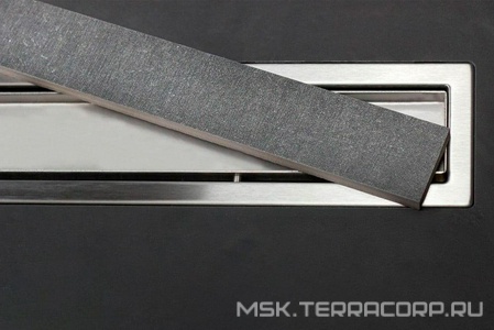 Дренажный канал 750хh71/117мм,готовый компл,сифон d50 выход вбок 48л/мин,ножки, 2х сторон.решётка/полая под плитку (цв.мат.хром), Confluo PL ZZ Pestan Confluo Premium Line 13100005