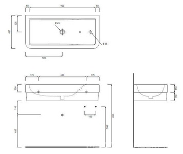 Раковина "Comfort" с 1отв. д/смес. спр, 100х45хh22см, !!!Монтаж на стену/столешн!!!  (без крепл. арт. 54/A), хром. заглушка перел. в компл.,  ZZ Ceramica Cielo Opera OPLAC Gloss White