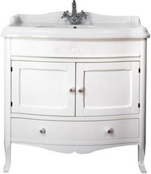 Тумба 84х53,9хh81см, 2 расп.двери, петли Blum, 1 выдв.ящик, раковина 90см, 1 отв.д/смес.в компл.(дерево бук, цв.bianco, ручки Riflesso цв.бронза в ком