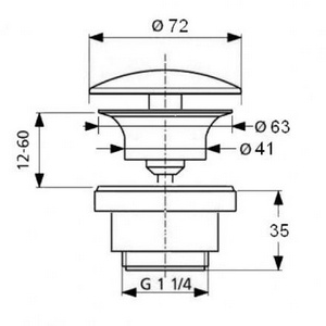 Пробка для сливного отверстия раковины, нажимная, "Click-Clack", G 1 1/4, для раковины / биде, (цв.хром / Gloss White), Ceramica Cielo ZZ Ceramica Cielo Универсал PIL01 (Gloss White)