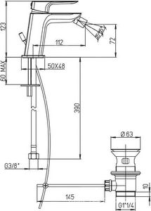Смеситель для биде, c д/к, (цв.хром),  ZZ Paini Nove 09CR306