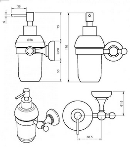 Дозатор настенный керамический, (цв.хром),  ZZ Cezares Aphrodite APHRODITE-SOIS-01-M