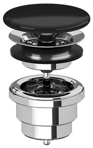 Пробка для сливного отверстия раковины, нажимная, "Click-Clack", G 1 1/4, для раковины / биде, (цв.хром / Gloss Black), Ceramica Cielo ZZ Ceramica Cielo Универсал PIL01 (N) Gloss Black