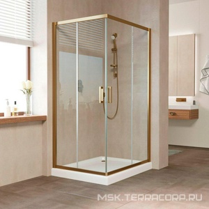Душевое ограждение  110x110x190 см, двери раздвижные, БЕЗ поддона, профиль бронза, стекло прозрачное ZZ Vegas Glass ZA ZA TUR NOVO h1900 110 05 01