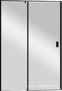 Дверь в нишу 1100хh1950мм, распашная с неподв. сегментом, вход справа/слева, (стекло прозр. 6мм, фурнит.цв.черный мат.),  ZZ Cezares Urban URBAN-B-12-110-C-NERO