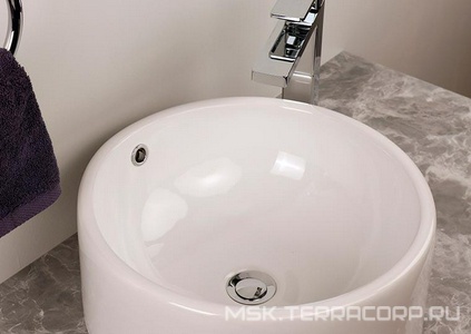 Раковина накладная, круглая d42хh16см, без отв.для смесителя и переливом, (цв. белый),  ZZ Flaminia Twin 5050/42C