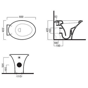 Унитаз напольный 400х600мм, д/установки со скрытым в стене бачком смыва (креп. к полу в компл.), БЕЗ сиденья,  ZZ Hatria Sculture YXZ3