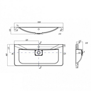 Раковина -105см, с декоративной накладной на сливе ZZ Aquaton Шерилл 1A71323KSH010