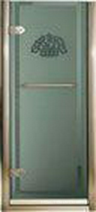 Дверь д/д 80х181см,стекло тип"С", матовое, декор"Корзина", рисунок по перим.стекла, SX петли слева, ручка, (профиль св.золото, без дек.)  V80ZZ Devon & Devon Savoy V/80 OС/SX