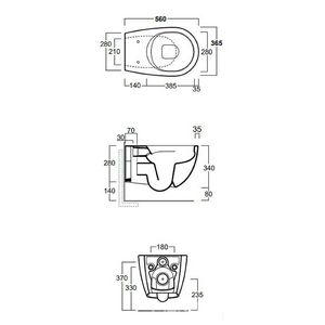 Унитаз подвесной безободковый Rimless, 56х36,5cм, (без сиденья), БЕЗ крепежа, (цв.черный матовый),  ZZ Simas Vignoni VI18nero matt