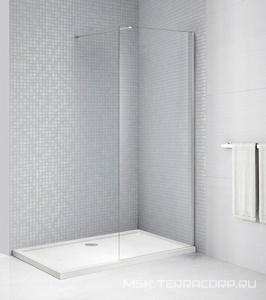 Душевая перегородка 1200хh1950мм, правая/левая, (стекло прозрачное 8мм, поперечный кронштейн 700-1050мм, фурнит. цв.хром),  ZZ Cezares Liberta LIBERTA-L-1-120-C-Cr