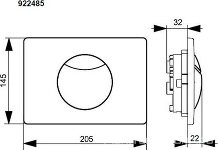Клавиша двойного смыва (высококачественный композитный материал (пластик) цв. белый),  E100 ZZ Villeroy & Boch ViConnect 92248568